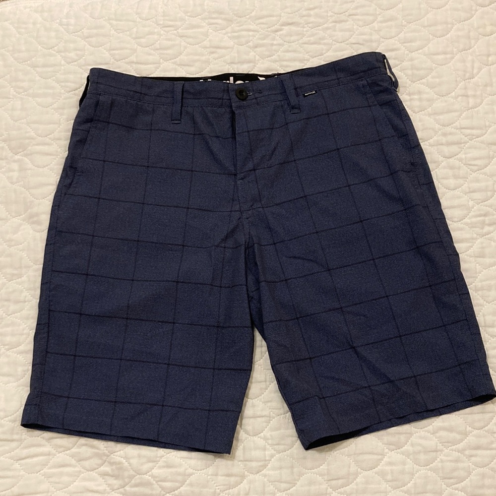 Hurley Men's Dark Blue Checkered Shorts